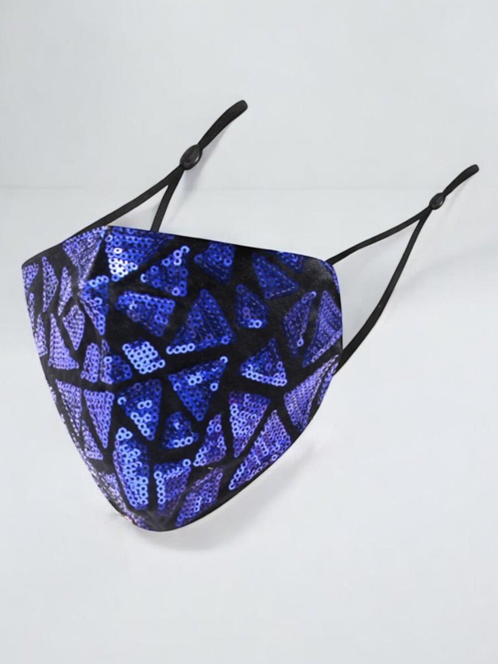 Blue Sequin Rave Festival Face Mask EDM Disco Concert Costume NWT